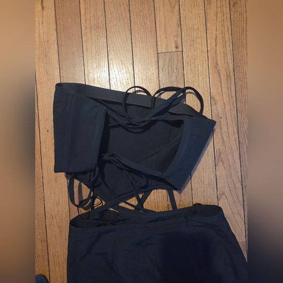 Christopher Esber Black Strapless Cut Out Loophole Party Long Maxi Dress Size 8 - Picture 8 of 10